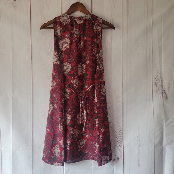 Loft Outlet Midi Dress, XS, Sleeveless, Red Floral Print, V-Neck, Tie-Back, EUC - Picture 4 of 9